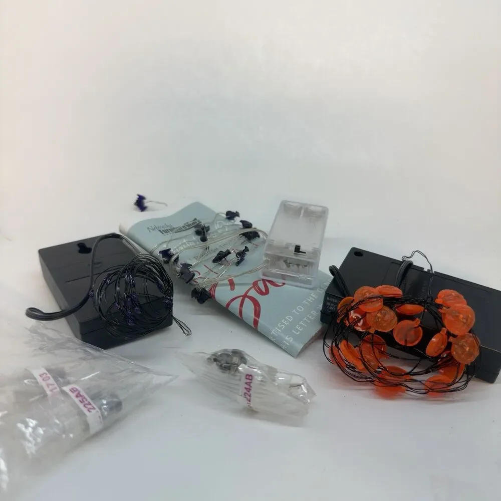 9  Lot Various  Halloween  Wire/String Lights  New & Used Bat Pumpkin Ghost Bat